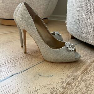 Badgley Mischka Glittering Silver Heels